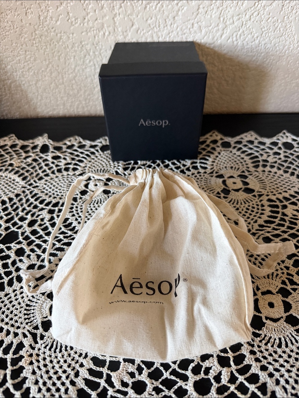 Aesop Candle Box and Drawstring Bag